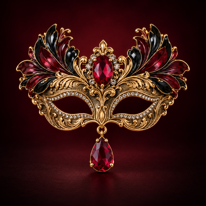 Midnight Masquerade™ Ruby Crystal Brooch