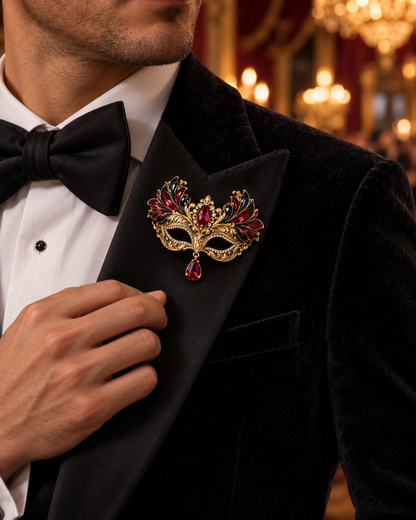 Midnight Masquerade™ Ruby Crystal Brooch