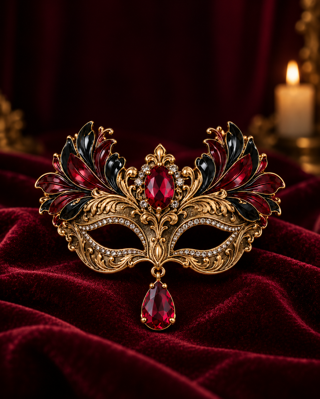 Midnight Masquerade™ Ruby Crystal Brooch