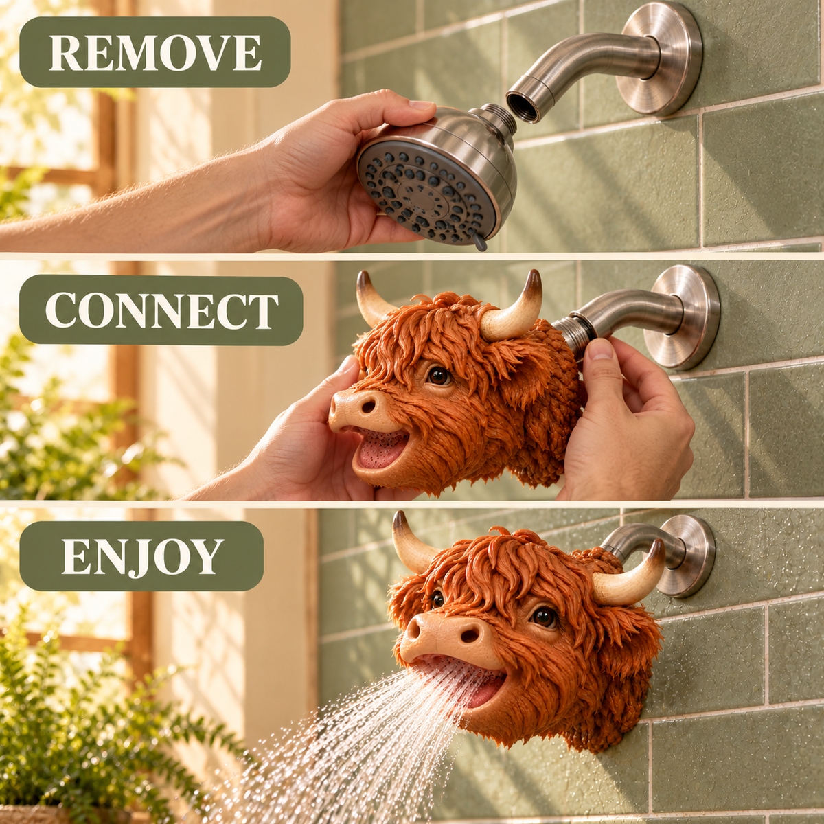 Highland Cow Novelty Shower Head