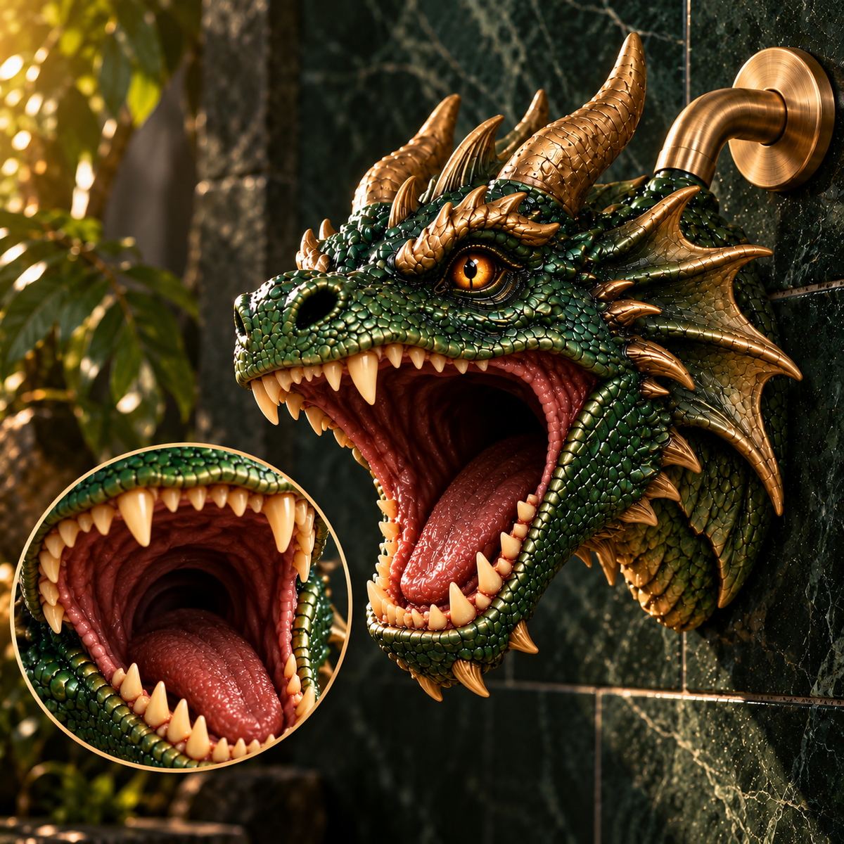 Emerald Wyvern™ Dragon Shower Head