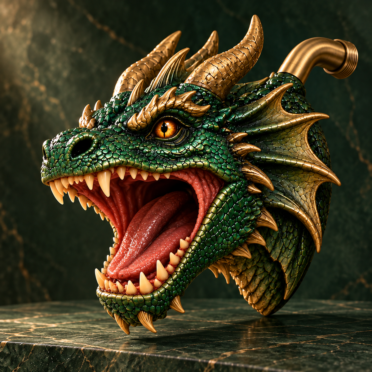 Emerald Wyvern™ Dragon Shower Head