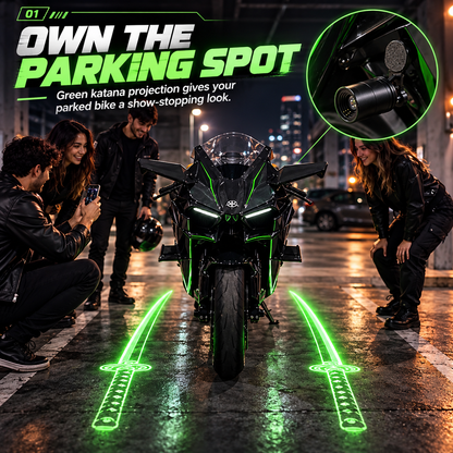 🏍️ Green Katana Motorcycle Ground Projector Lights⚔️