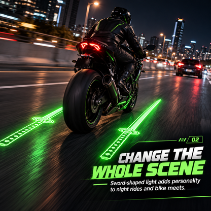 🏍️ Green Katana Motorcycle Ground Projector Lights⚔️