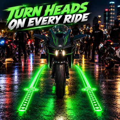 🏍️ Green Katana Motorcycle Ground Projector Lights⚔️