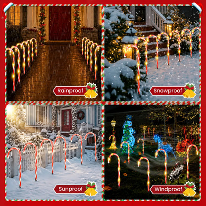 🎄🍭 Solar Candy Cane Garden Lights – 5-Piece Christmas Pathway Glow Set