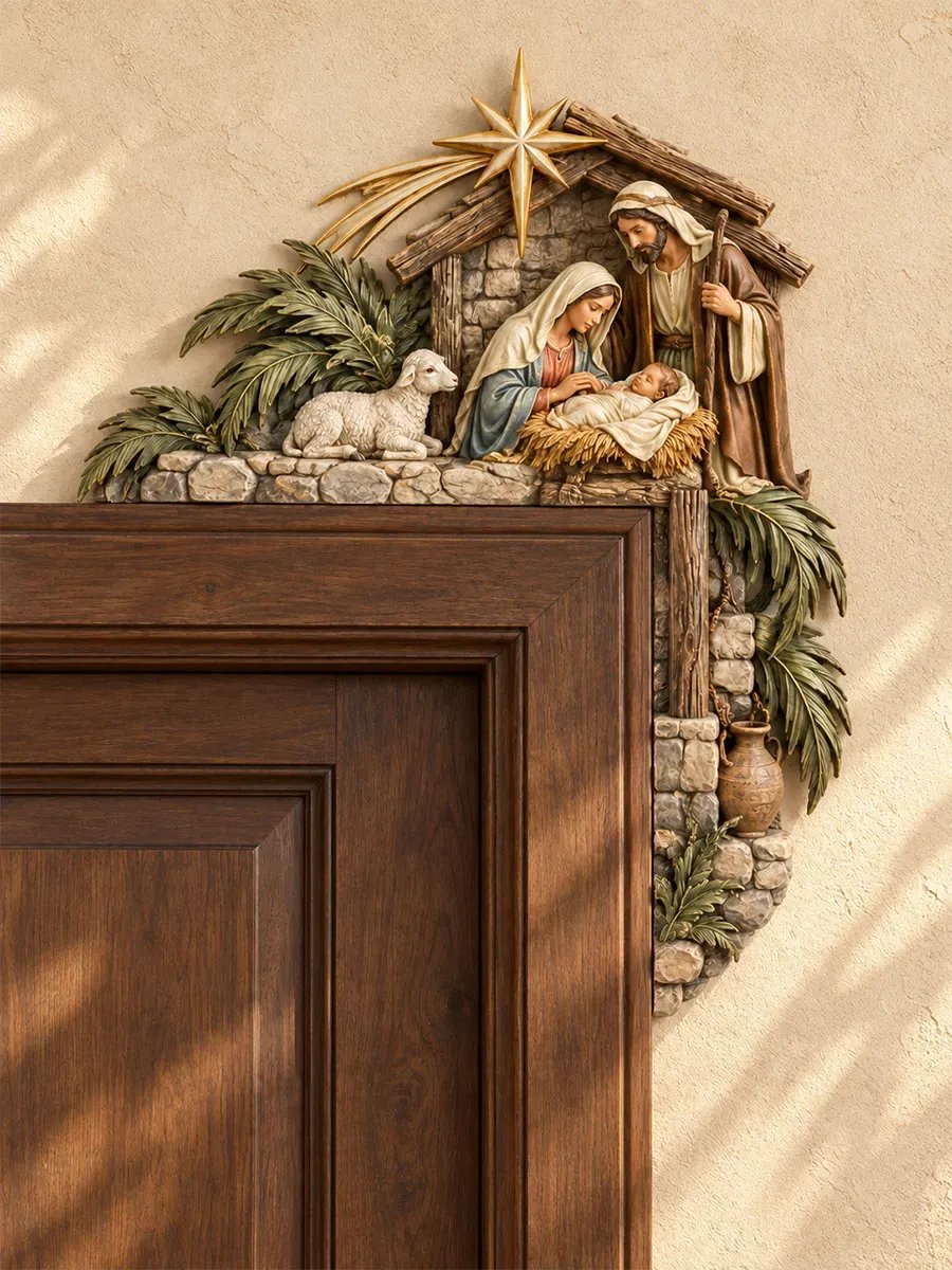 🎄 3D Christmas Nativity Door Frame Corner Decor — A Meaningful Holiday Accent ✨