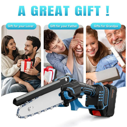 6-Inch Cordless Mini Chainsaw | One-Hand Electric Wood Cutter for Garden & Yard