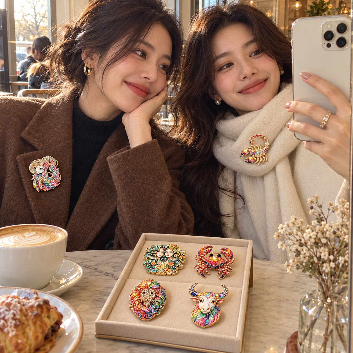 Luxury Zodiac Enamel Brooch – Choose Your Sign
