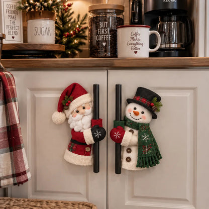 ☃️🎅 Christmas Santa & Snowman Handle Huggers – Set of 2