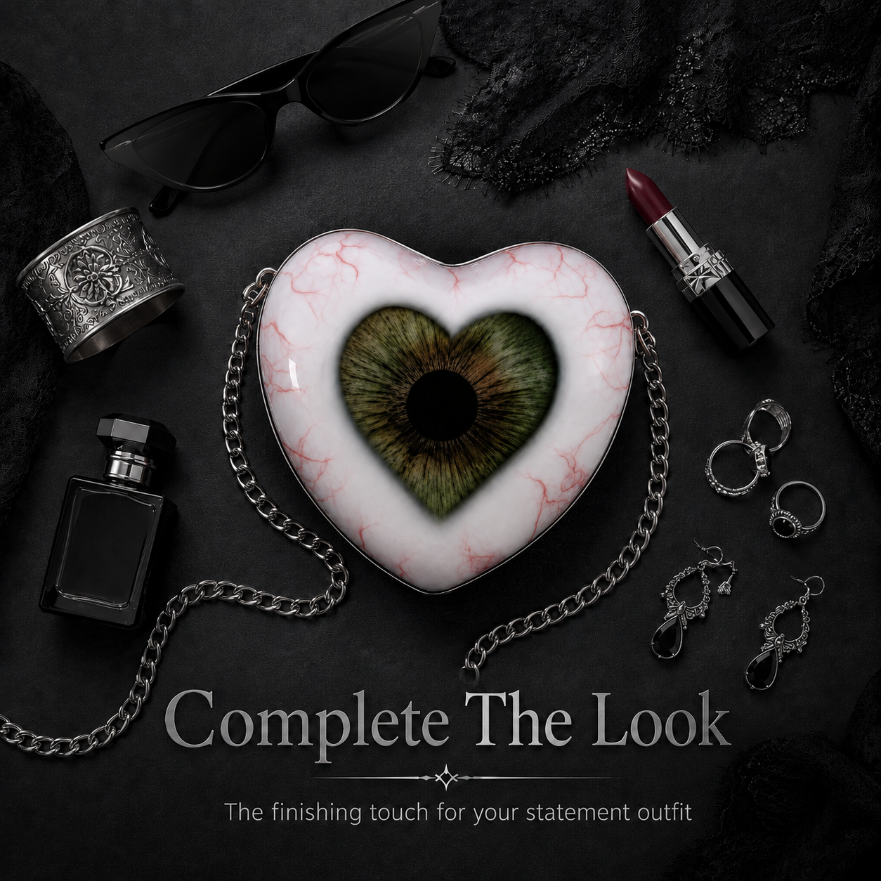 Gothic Heart Eye Statement Crossbody Bag