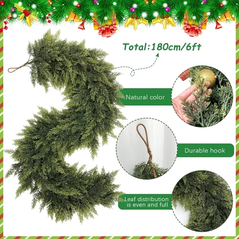 🎁Hot Sale Promotion 49% OFF🔥5-6 FT Christmas Cedar Garland for Mantle