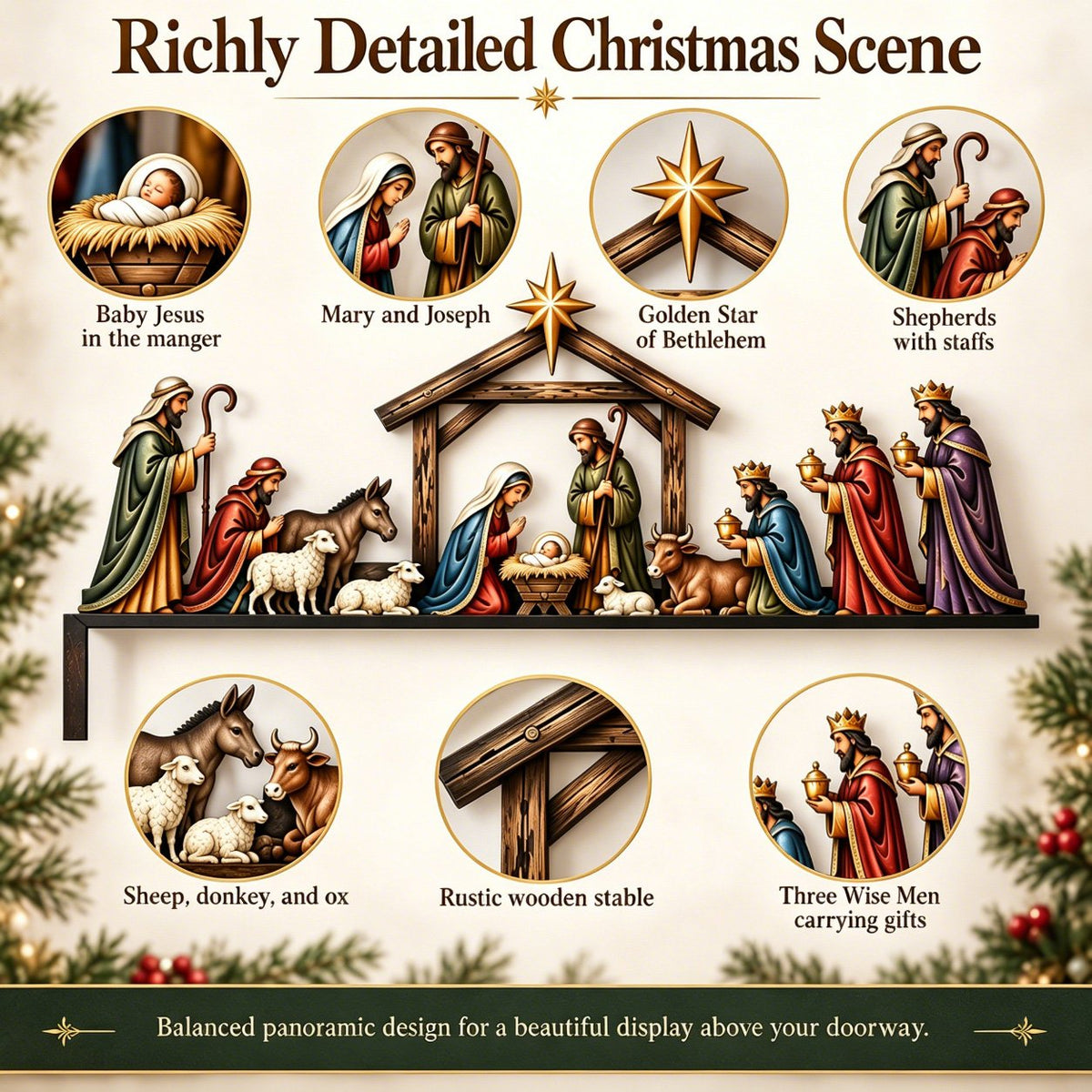 ✝ Nativity Scene Door Topper | Bring The Story Of Christmas Home✨