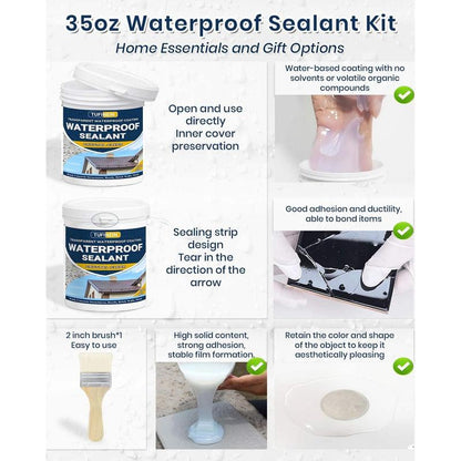 💧35oz Water-Based Transparent Waterproof Coating | Invisible Clear Sealant | Self-Leveling Waterproof Seal for Roof, Brick, Concrete, Wood &amp; Metal Surfaces