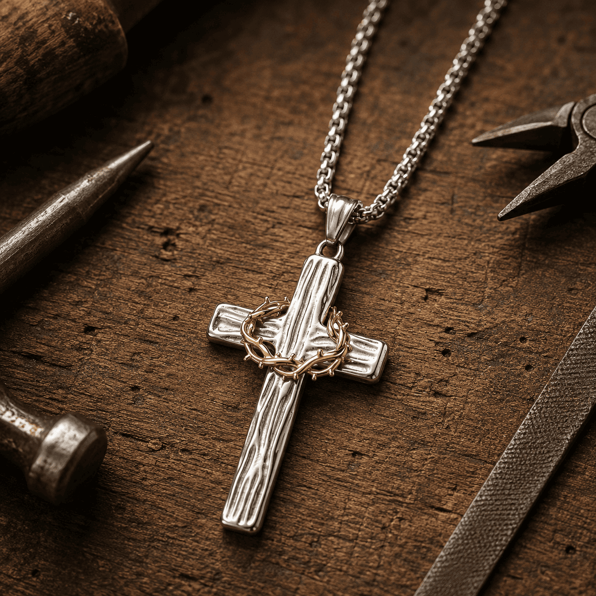 ✝️100% Handmade Crown Of Thorns Cross Necklace(𝐃𝐚𝐧𝐢𝐞𝐥 𝐁𝐫𝐨𝐨𝐤𝐬 𝐇𝐚𝐧𝐝𝐦𝐚𝐝𝐞®)