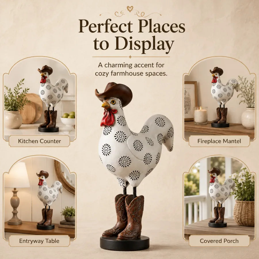 Vintage Cowboy Rooster Sculpture