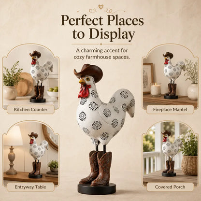 Vintage Cowboy Rooster Sculpture