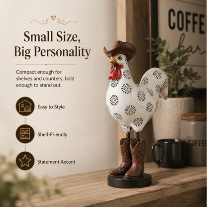 Vintage Cowboy Rooster Sculpture