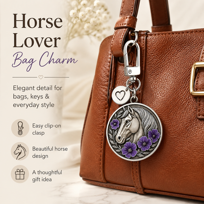 Purple Poppy Horse Remembrance Keychain