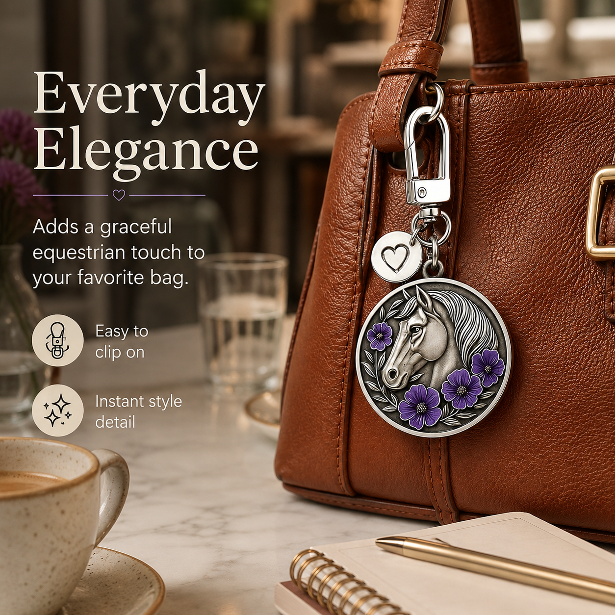 Purple Poppy Horse Remembrance Keychain