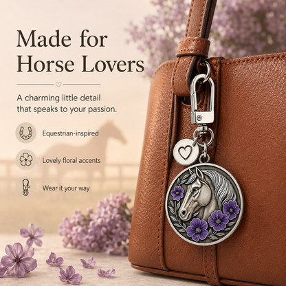 Purple Poppy Horse Remembrance Keychain