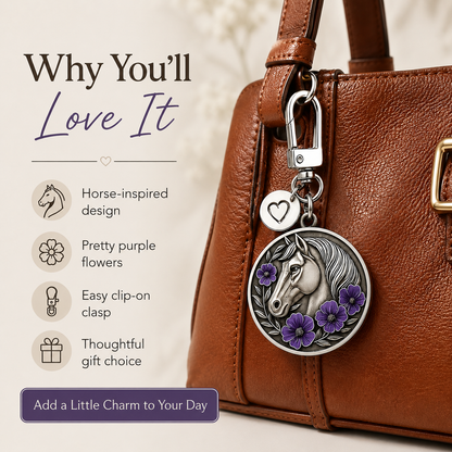 Purple Poppy Horse Remembrance Keychain