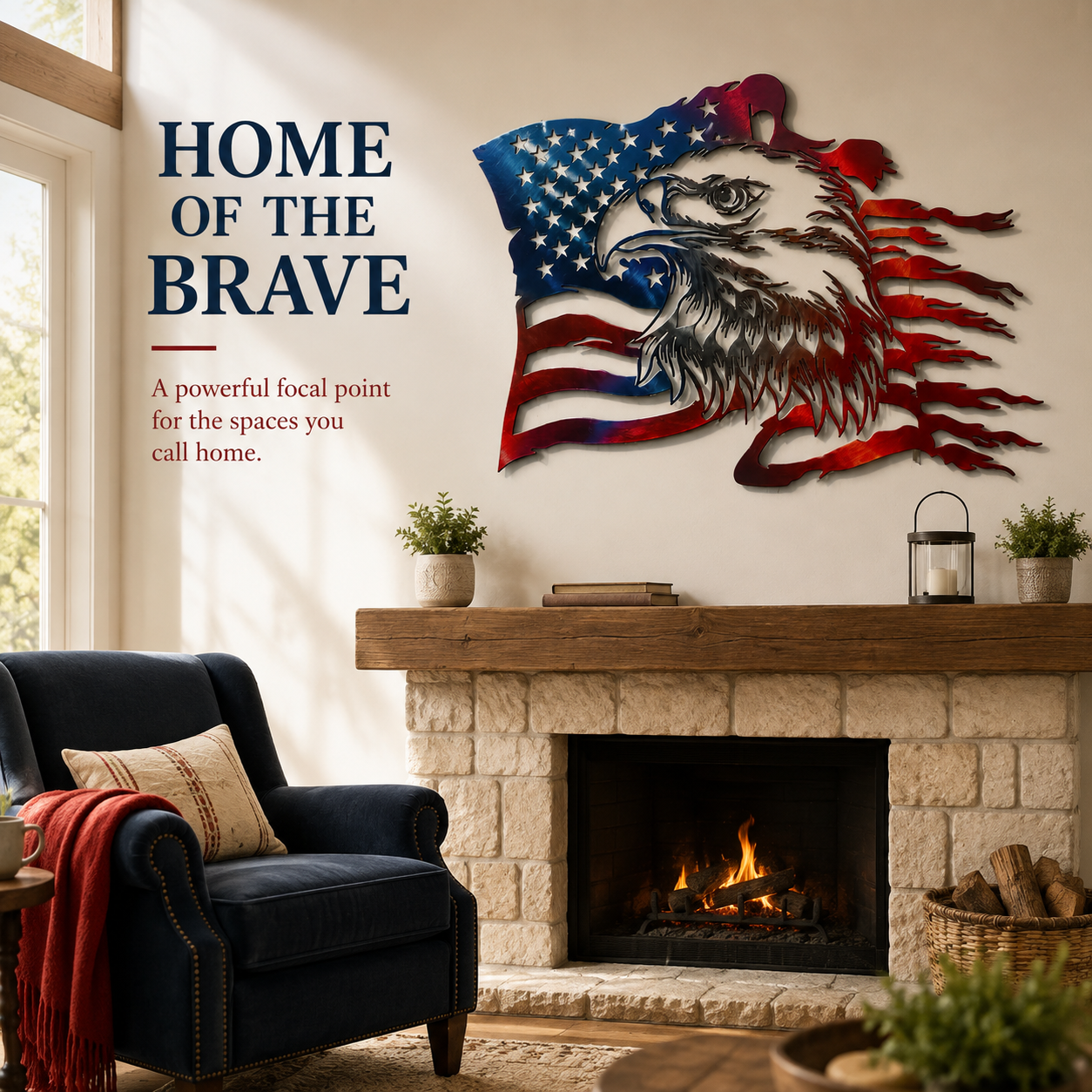 🦅Last Day 49%Off-Freedom Eagle American Flag Wall Art