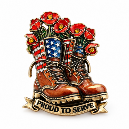 Limited Edition “Where Valor Walked” Old Glory & Crimson Bloom Brooch