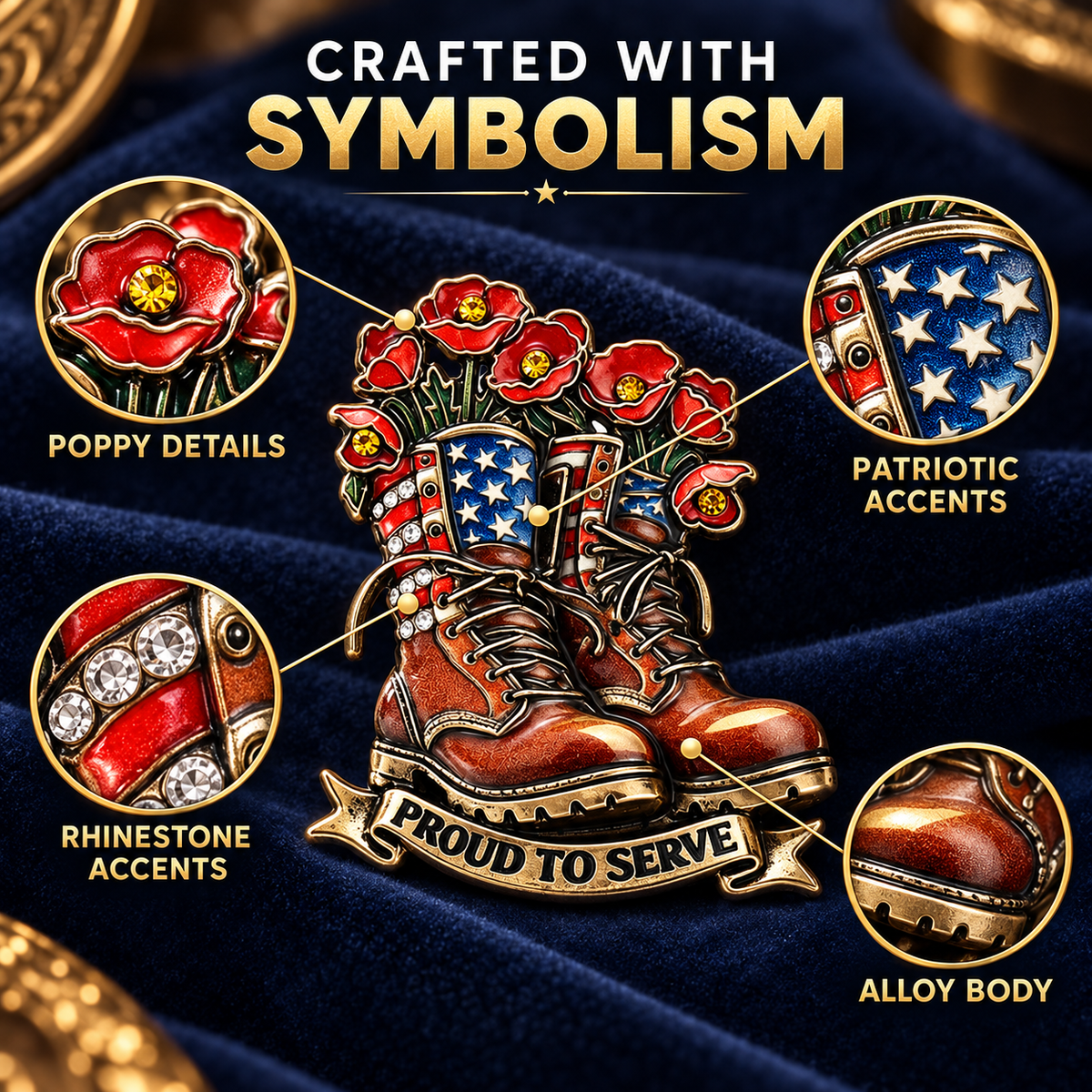 Limited Edition “Where Valor Walked” Old Glory & Crimson Bloom Brooch