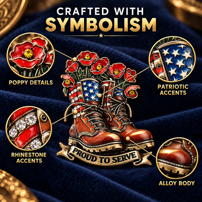 Limited Edition “Where Valor Walked” Old Glory & Crimson Bloom Brooch