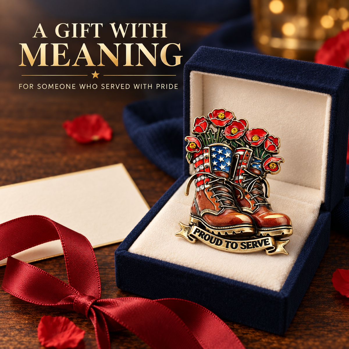 Limited Edition “Where Valor Walked” Old Glory & Crimson Bloom Brooch