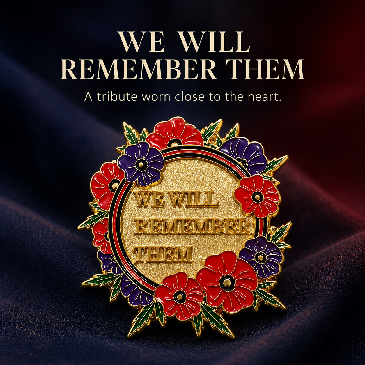 We Will Remember Them scarlet and violet tribute wreath
