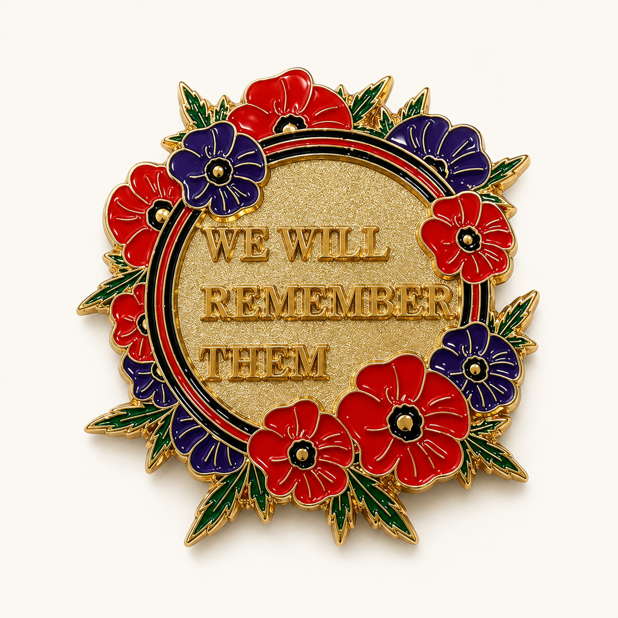 Scarlet and violet remembrance wreath product close-up