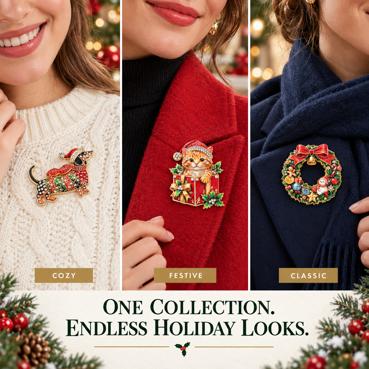 Christmas Enamel Lapel Pin Collection (16 Cute Designs)