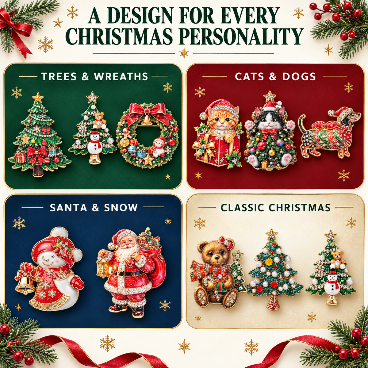 Christmas Enamel Lapel Pin Collection (16 Cute Designs)