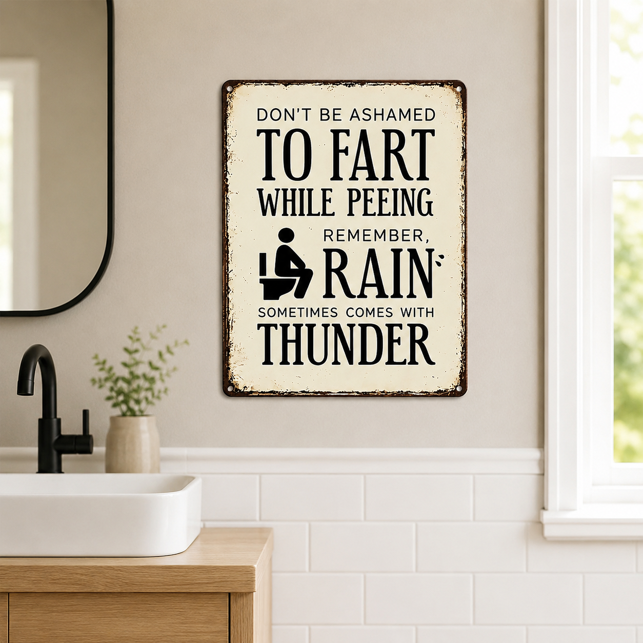 ⚡️Last Day 49%OFF🔥-Funny Bathroom Rules Wooden Sign