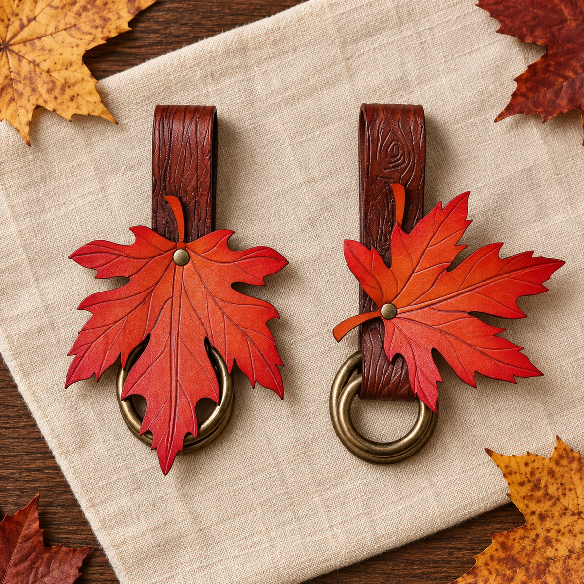 Close view of the two maple leaf skirt hikes and their decorative rings