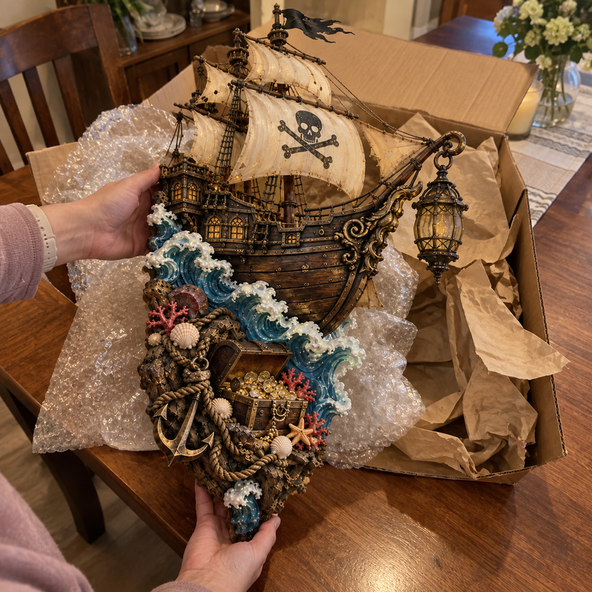 ⛵ Ghost Ship Lantern – Light-Up Nautical Wall Decor