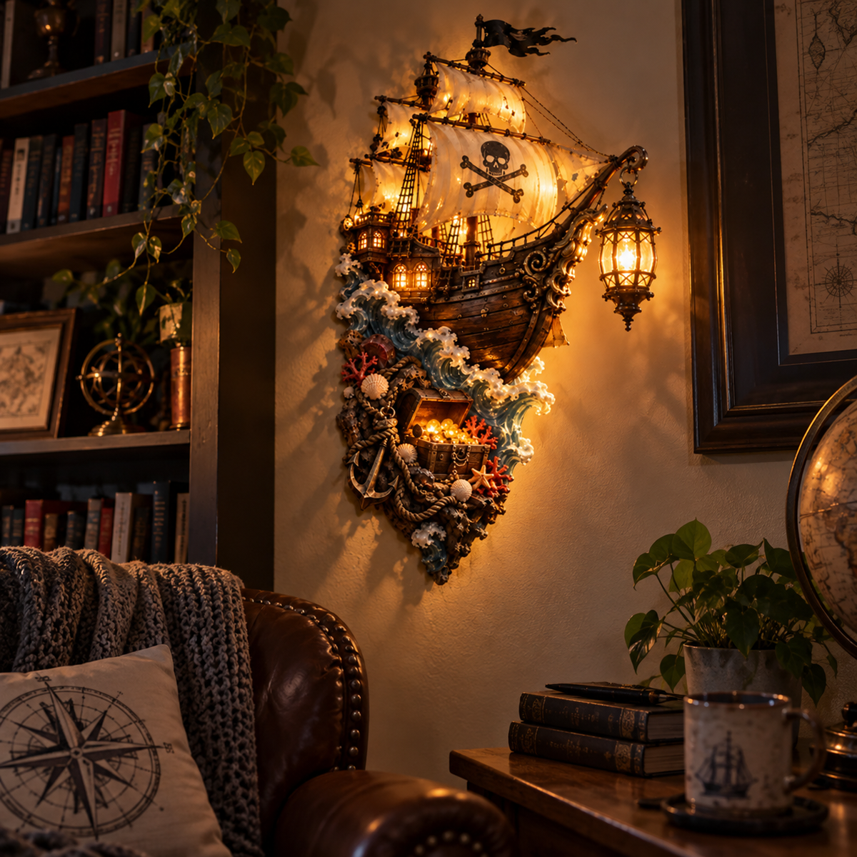 ⛵ Ghost Ship Lantern – Light-Up Nautical Wall Decor