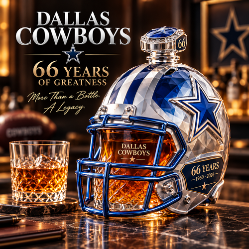 🏈💙 DALLAS Football 66th Anniversary Helmet Decanter – 1960–2026 Silver & Blue Star Commemorative Bottle