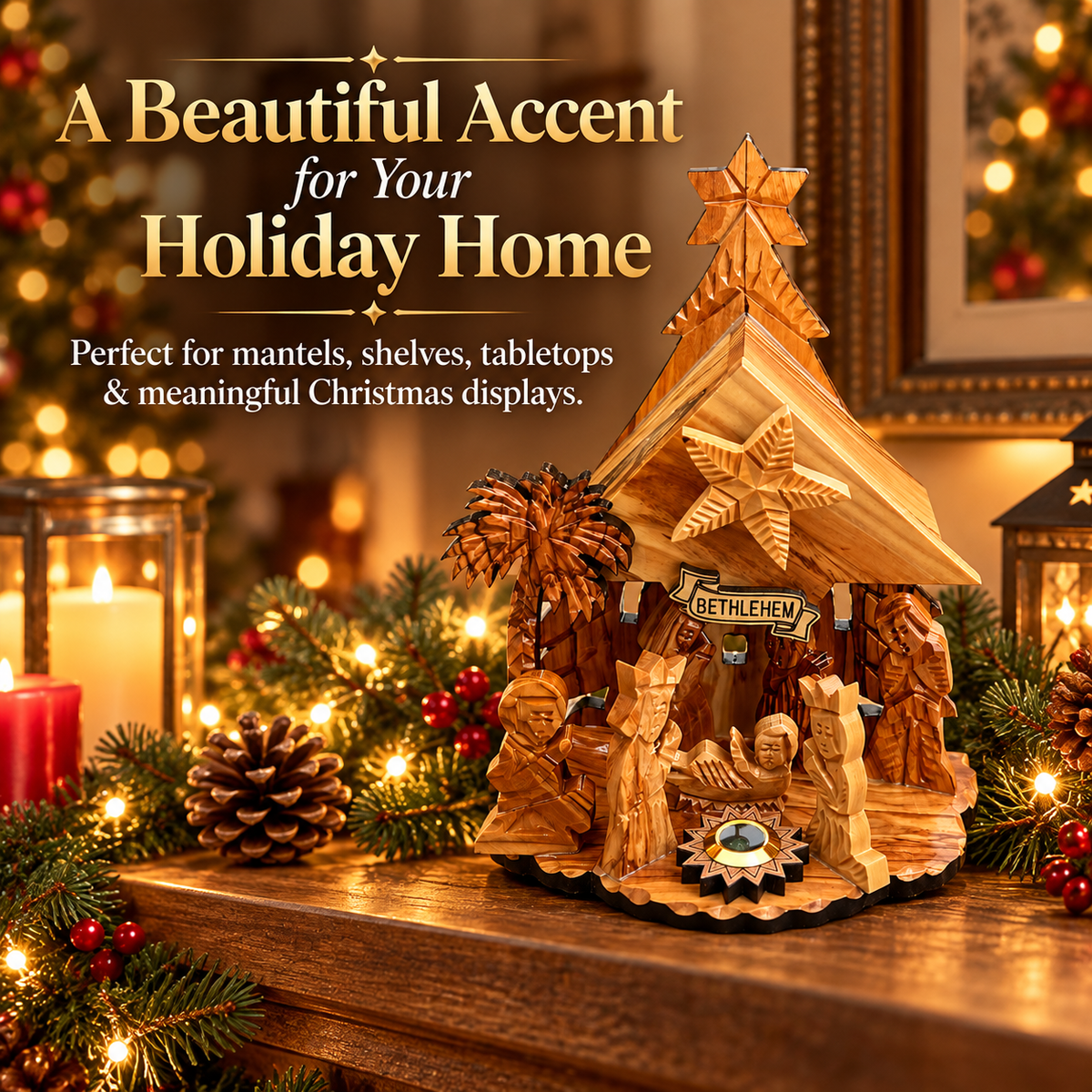 🔥Last Day 49% OFF🔥✝️ Holy Land Nativity Scene with Music Box