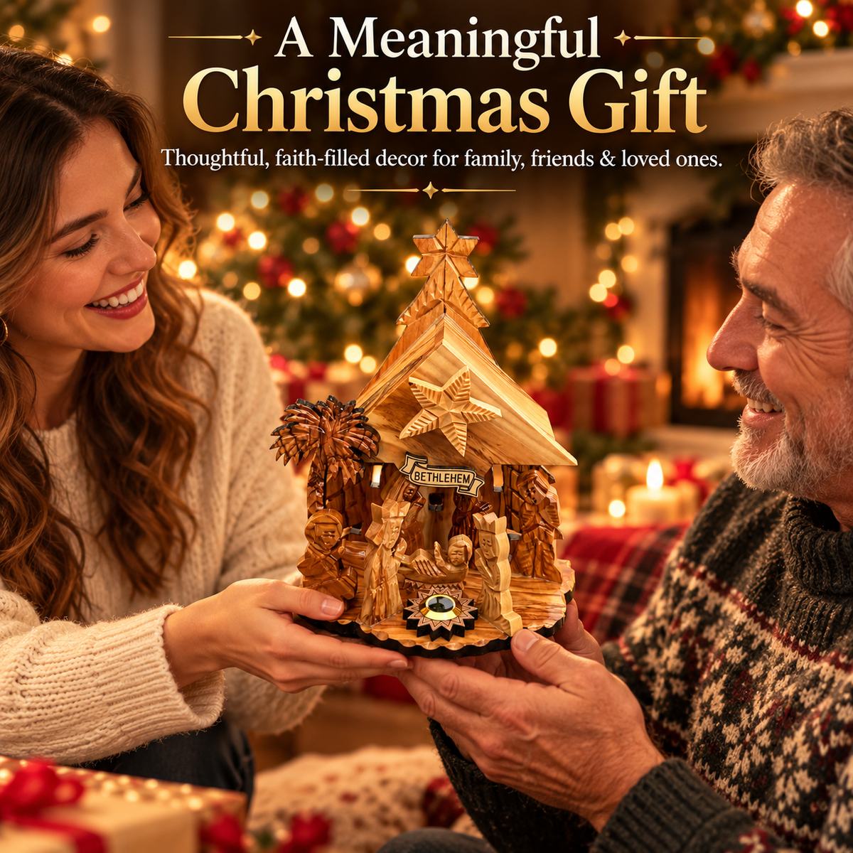 🔥Last Day 49% OFF🔥✝️ Holy Land Nativity Scene with Music Box