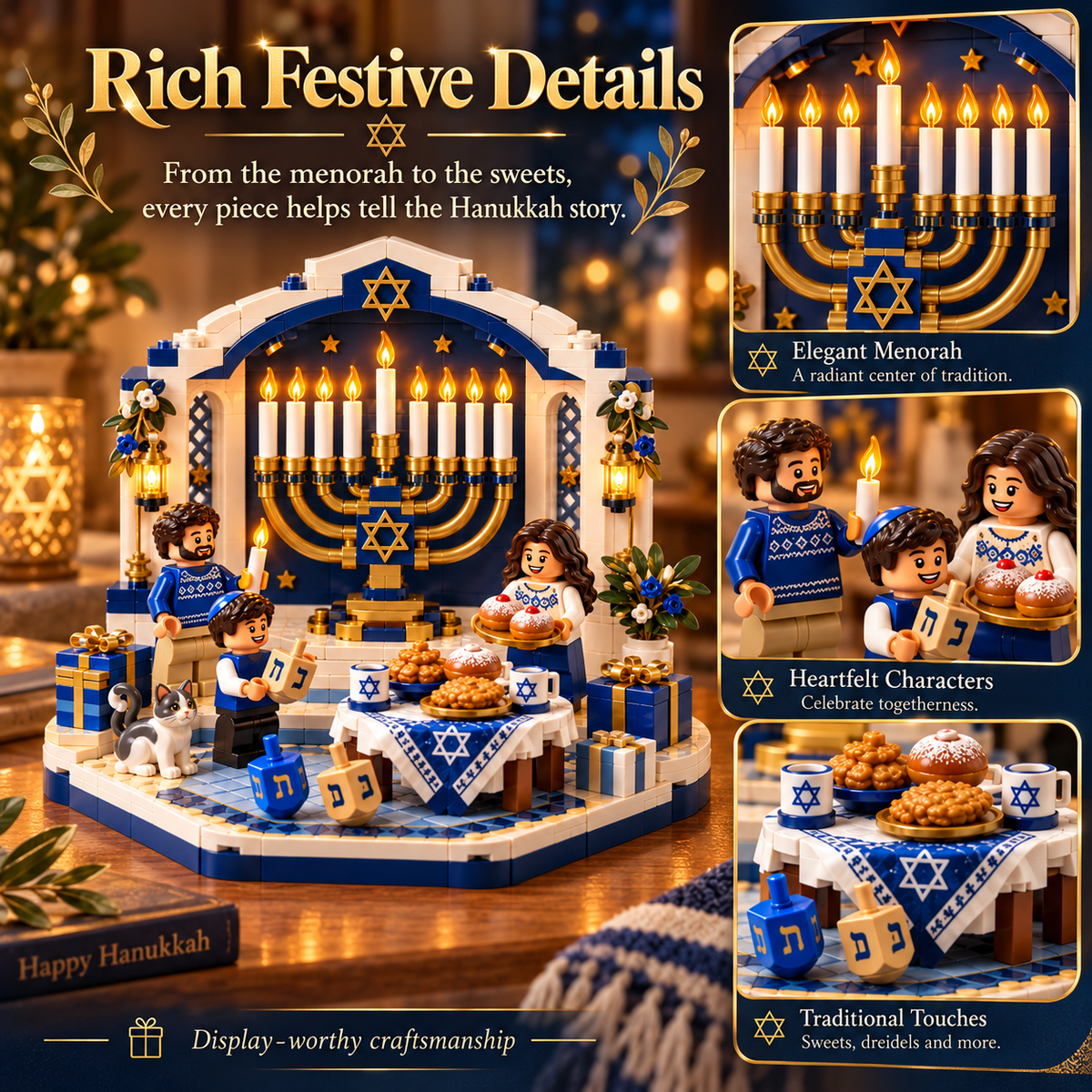 🕎✨ Last Day 50% OFF ⏰ Hanukkah Family Light Building Block Display Set