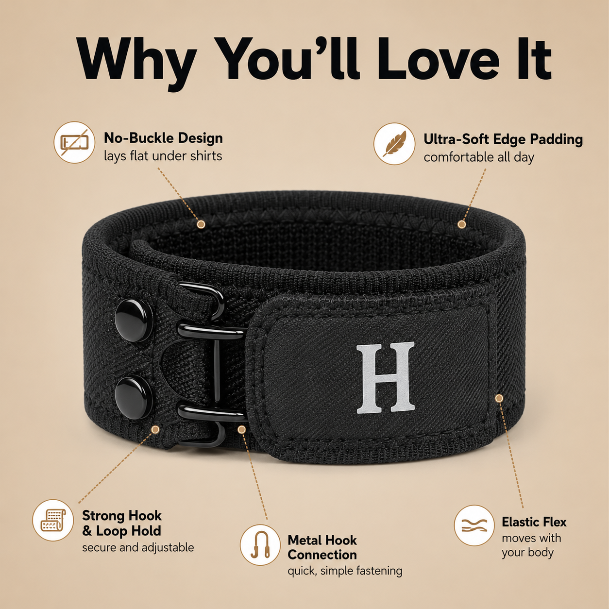 HAILTH Tactical Metal Hook Elastic Belt (2 PCS)