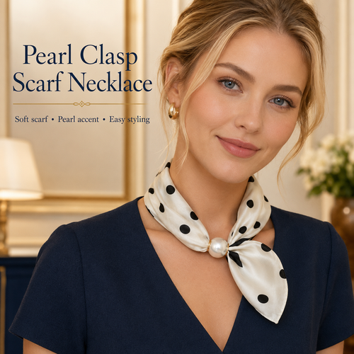 Pearl Buckle Closure Printed Scarf