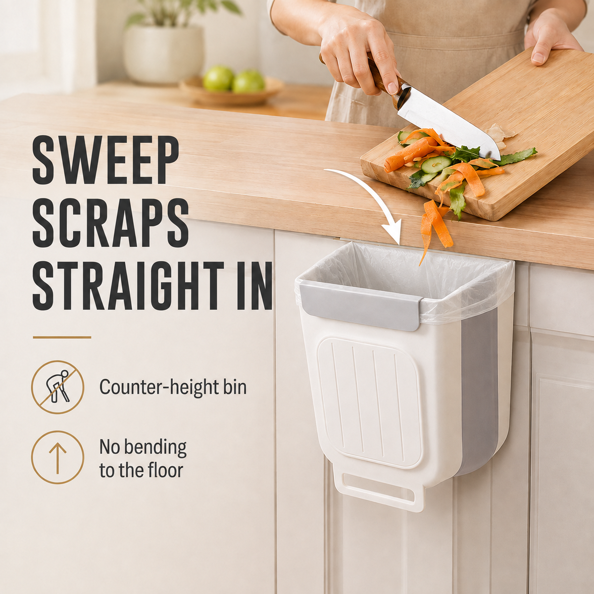✨ Foldable Hanging Kitchen Trash Bin | Cabinet Door Waste Bin