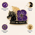 Limited Edition War Horse Purple Poppy 111th Anniversary Remembrance Brooch