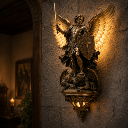 Divine Archangel Wall Light | Protection & Faith Decor