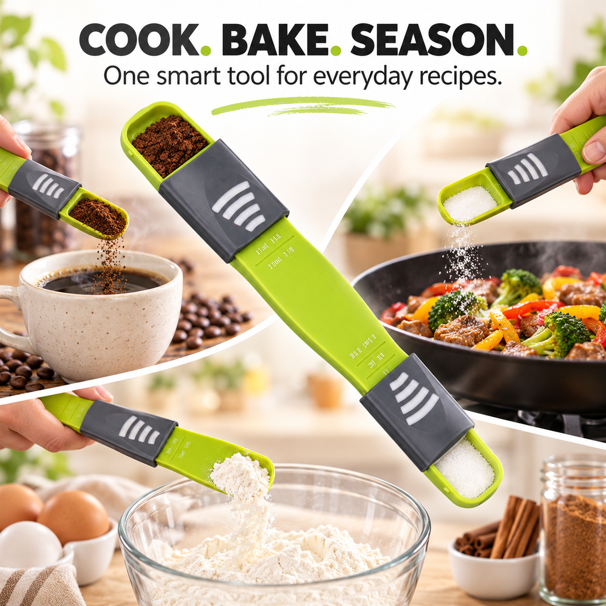 Double-headed Adjustable Measuring Spoon With Scale