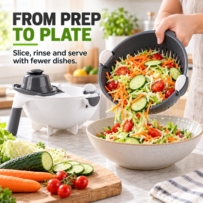 9 in 1 Multifunction Magic Rotate Vegetable Cutter with Drain Basket Large Capacity